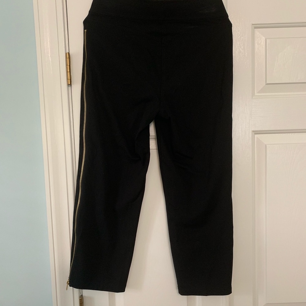 Bianca Nygord - black cropped pant, gold zipper M